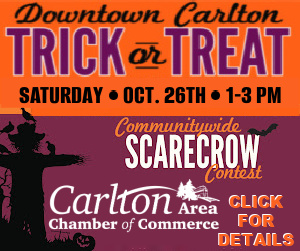 Downtown Carlton Trick-or-Treat Event, Saturday, October 26, 1-3 PM